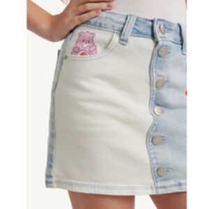 Justice  Care bears color block Blue and White Mini Denim Skirt